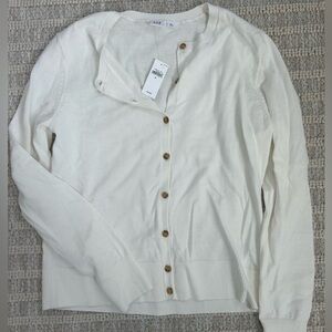 GAP Women's Cream crewneck Cardigan Sweater